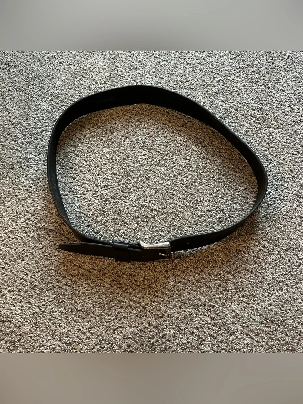 Vintage Men’s Unisex Moto Black Genuine Leather Silver Square Buckle Belt Sz 40
